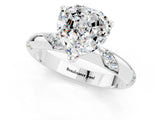 White gold Heart Cut Solitaire Diamond Engagement Ring with Twisted Pave Band and Four-Prong Setting_1