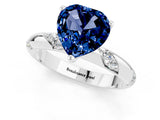 White gold Heart Cut Solitaire Diamond Engagement Ring with Twisted Pave Band and Four-Prong Setting_1