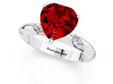 White gold Heart Cut Solitaire Diamond Engagement Ring with Twisted Pave Band and Four-Prong Setting_1