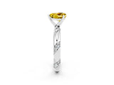 White gold Heart Cut Solitaire Diamond Engagement Ring with Twisted Pave Band and Four-Prong Setting_2