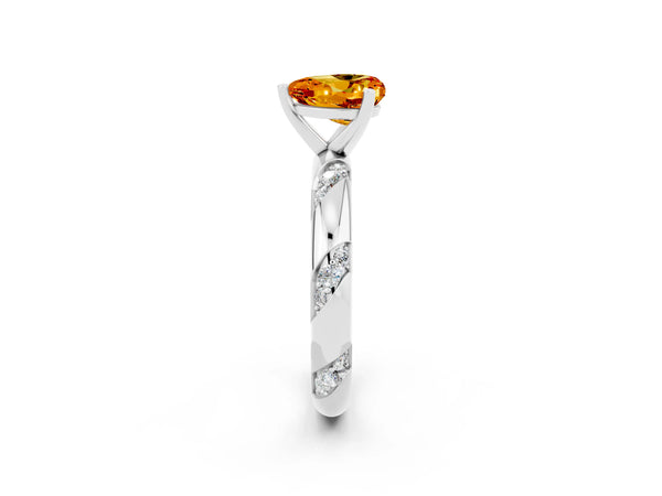 Platinum Heart Cut Citrine Solitaire Engagement Ring with Twisted Round  Accent Band and Prong Setting