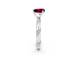 White gold Heart Cut Solitaire Diamond Engagement Ring with Twisted Pave Band and Four-Prong Setting_2