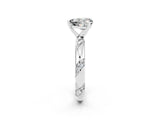 White gold Heart Cut Solitaire Diamond Engagement Ring with Twisted Pave Band and Four-Prong Setting_2