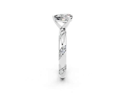 White gold Heart Cut Solitaire Diamond Engagement Ring with Twisted Pave Band and Four-Prong Setting_2