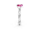 White gold Heart Cut Solitaire Diamond Engagement Ring with Twisted Pave Band and Four-Prong Setting_2
