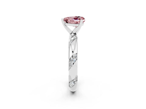 White gold Heart Cut Solitaire Diamond Engagement Ring with Twisted Pave Band and Four-Prong Setting_2