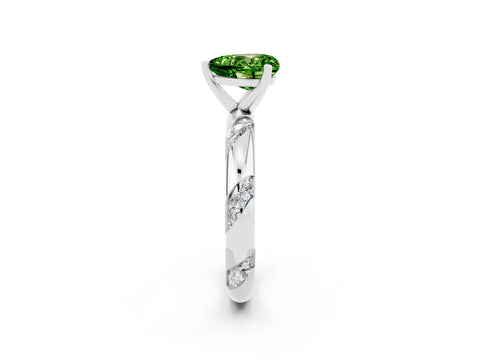 White gold Heart Cut Solitaire Diamond Engagement Ring with Twisted Pave Band and Four-Prong Setting_2