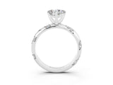 White gold Heart Cut Solitaire Diamond Engagement Ring with Twisted Pave Band and Four-Prong Setting_3