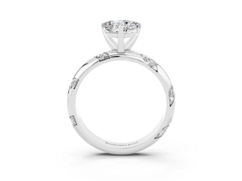 White gold Heart Cut Solitaire Diamond Engagement Ring with Twisted Pave Band and Four-Prong Setting_3