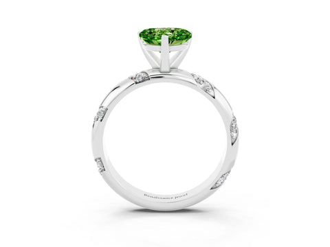 White gold Heart Cut Solitaire Diamond Engagement Ring with Twisted Pave Band and Four-Prong Setting_3