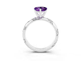 White gold Heart Cut Solitaire Diamond Engagement Ring with Twisted Pave Band and Four-Prong Setting_3