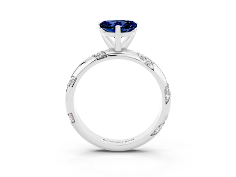 White gold Heart Cut Solitaire Diamond Engagement Ring with Twisted Pave Band and Four-Prong Setting_3