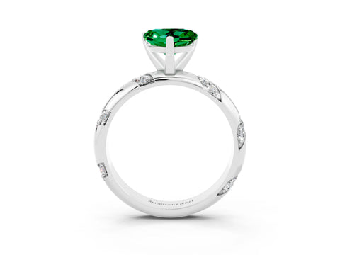 White gold Heart Cut Solitaire Diamond Engagement Ring with Twisted Pave Band and Four-Prong Setting_3