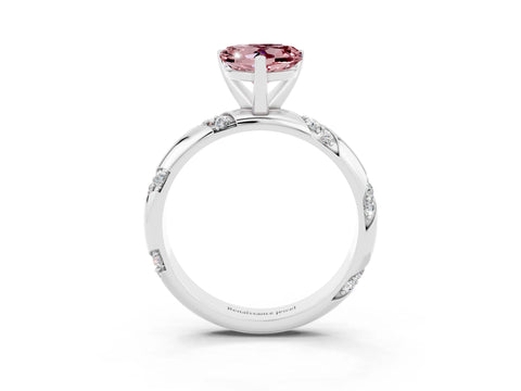 White gold Heart Cut Solitaire Diamond Engagement Ring with Twisted Pave Band and Four-Prong Setting_3