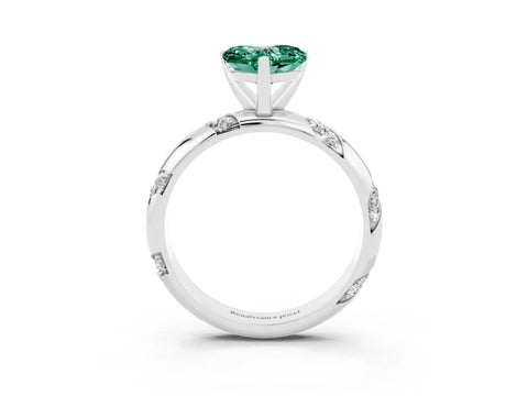 White gold Heart Cut Solitaire Diamond Engagement Ring with Twisted Pave Band and Four-Prong Setting_3