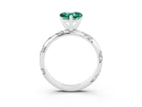 White gold Heart Cut Solitaire Diamond Engagement Ring with Twisted Pave Band and Four-Prong Setting_3