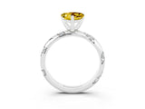White gold Heart Cut Solitaire Diamond Engagement Ring with Twisted Pave Band and Four-Prong Setting_3
