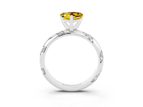 White gold Heart Cut Solitaire Diamond Engagement Ring with Twisted Pave Band and Four-Prong Setting_3