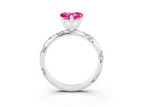 White gold Heart Cut Solitaire Diamond Engagement Ring with Twisted Pave Band and Four-Prong Setting_3