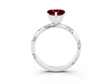 White gold Heart Cut Solitaire Diamond Engagement Ring with Twisted Pave Band and Four-Prong Setting_3