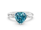White gold Heart Cut Solitaire Diamond Engagement Ring with Twisted Pave Band and Four-Prong Setting