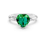 White gold Heart Cut Solitaire Diamond Engagement Ring with Twisted Pave Band and Four-Prong Setting