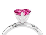 White gold Heart Cut Solitaire Diamond Engagement Ring with Twisted Pave Band and Four-Prong Setting_4