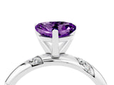 White gold Heart Cut Solitaire Diamond Engagement Ring with Twisted Pave Band and Four-Prong Setting_4