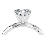 White gold Heart Cut Solitaire Diamond Engagement Ring with Twisted Pave Band and Four-Prong Setting_4