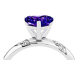 White gold Heart Cut Solitaire Diamond Engagement Ring with Twisted Pave Band and Four-Prong Setting_4