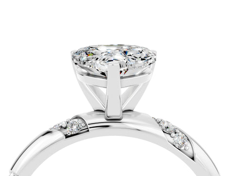 White gold Heart Cut Solitaire Diamond Engagement Ring with Twisted Pave Band and Four-Prong Setting_4