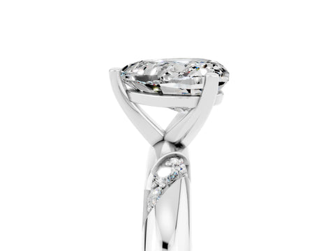 White gold Heart Cut Solitaire Diamond Engagement Ring with Twisted Pave Band and Four-Prong Setting_5