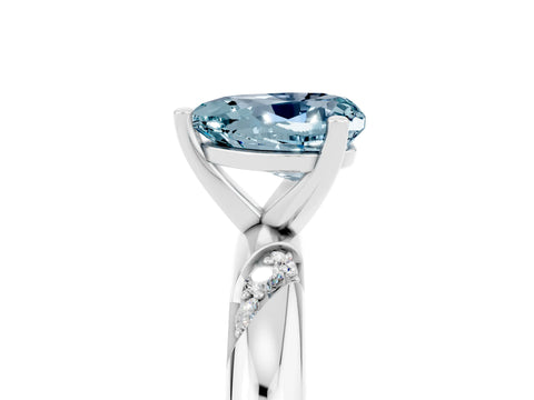White gold Heart Cut Solitaire Diamond Engagement Ring with Twisted Pave Band and Four-Prong Setting_5