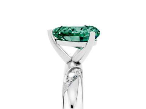 White gold Heart Cut Solitaire Diamond Engagement Ring with Twisted Pave Band and Four-Prong Setting_5