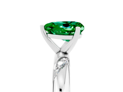 White gold Heart Cut Solitaire Diamond Engagement Ring with Twisted Pave Band and Four-Prong Setting_5