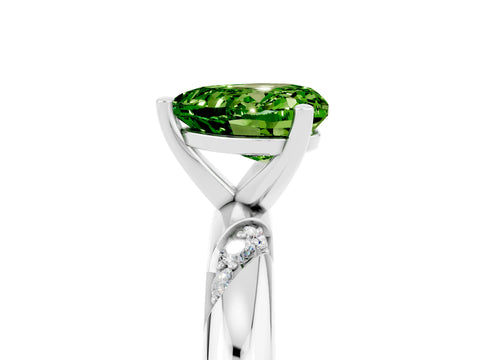 White gold Heart Cut Solitaire Diamond Engagement Ring with Twisted Pave Band and Four-Prong Setting_5
