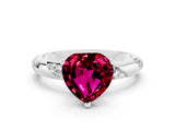 White gold Heart Cut Solitaire Diamond Engagement Ring with Twisted Pave Band and Four-Prong Setting