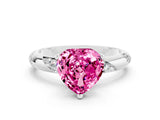 White gold Heart Cut Solitaire Diamond Engagement Ring with Twisted Pave Band and Four-Prong Setting