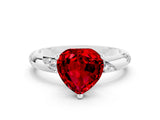 White gold Heart Cut Solitaire Diamond Engagement Ring with Twisted Pave Band and Four-Prong Setting