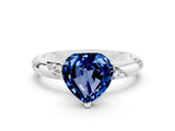 White gold Heart Cut Solitaire Diamond Engagement Ring with Twisted Pave Band and Four-Prong Setting