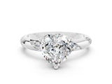 White gold Heart Cut Solitaire Diamond Engagement Ring with Twisted Pave Band and Four-Prong Setting