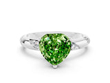 White gold Heart Cut Solitaire Diamond Engagement Ring with Twisted Pave Band and Four-Prong Setting