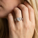 White gold Heart Cut Solitaire Diamond Leaf-Inspired Vine Band Ring with Prong Setting_100