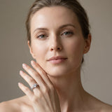 White gold Heart Cut Solitaire Diamond Leaf-Inspired Vine Band Ring with Prong Setting_99