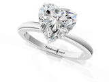 White gold Heart Cut Solitaire Diamond Ring with Prong Setting and Plain Band_99