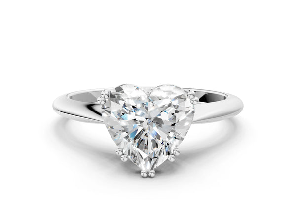 White gold Marquise Solitaire Diamond Ring with Six-Prong Setting and Classic Band