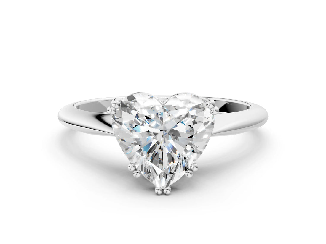 White gold Heart Cut Solitaire Diamond Ring with Six-Prong Setting and Classic Band_38