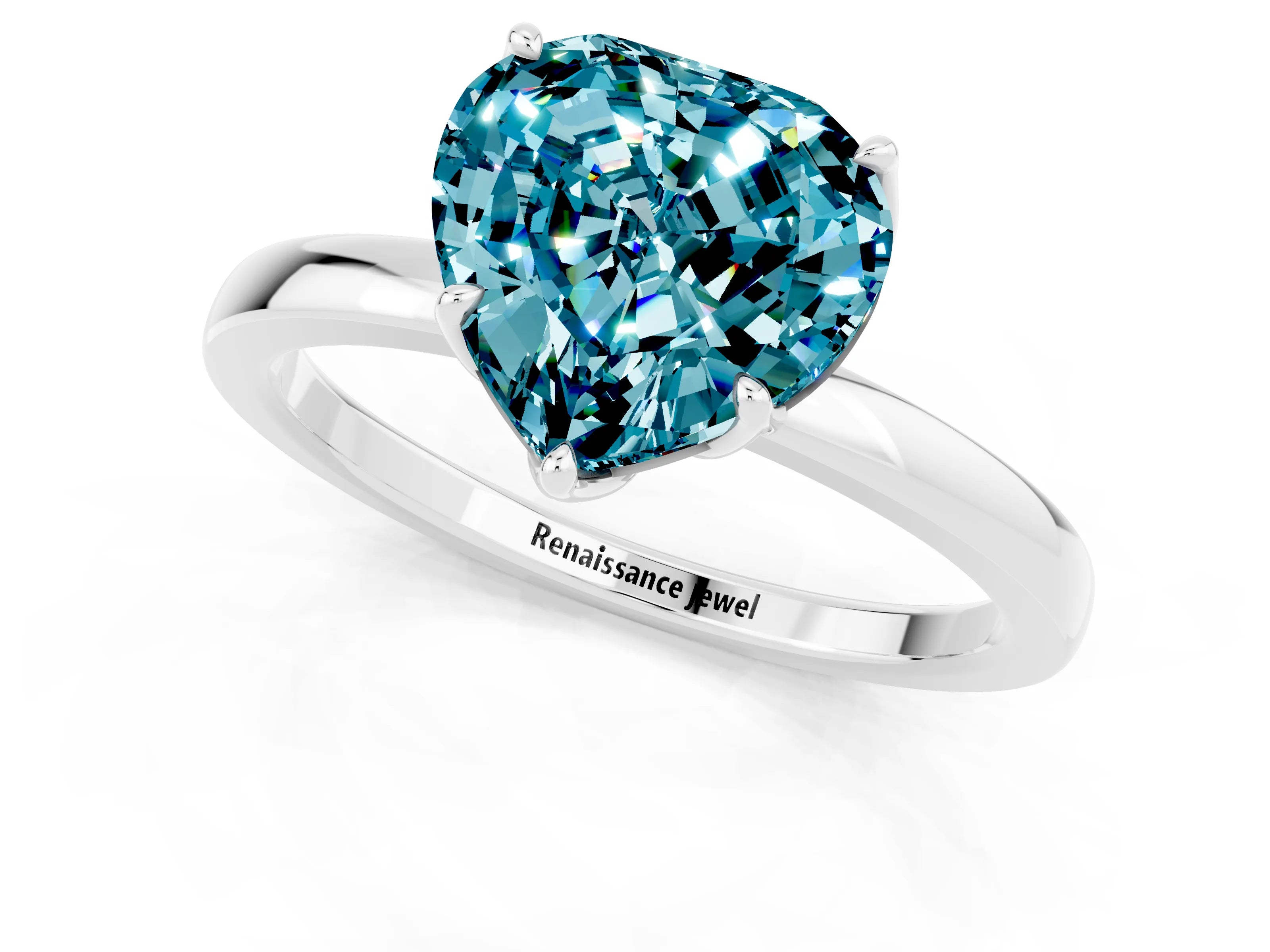 White gold Heart Cut Solitaire Diamond Ring with Thin Band and Four-Prong Setting_1