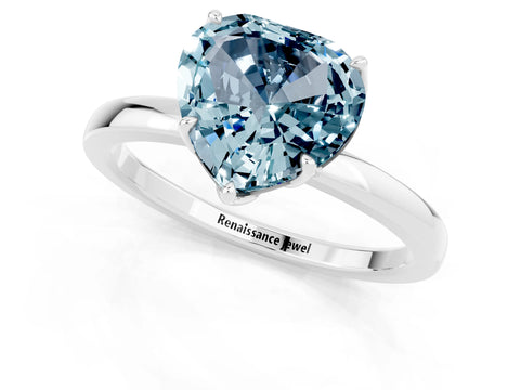 White gold Heart Cut Solitaire Diamond Ring with Thin Band and Four-Prong Setting_1