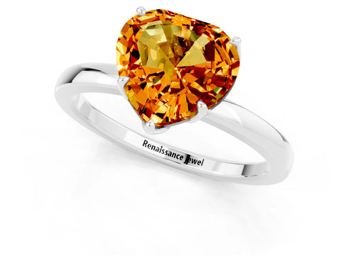 White gold Heart Cut Solitaire Diamond Ring with Thin Band and Four-Prong Setting_1